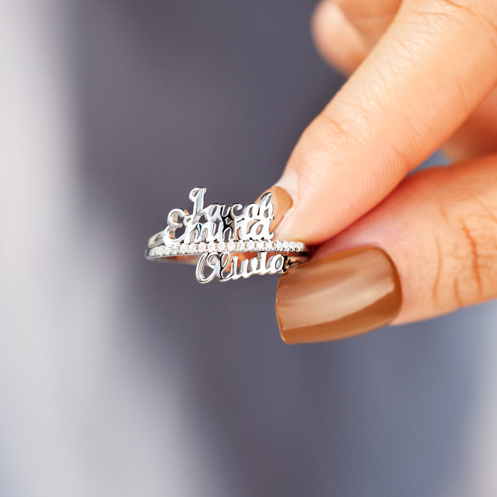 Ring Damen silberfarben mit personalisierten Namen, elegant und modern - 5 - Marlena-atelier