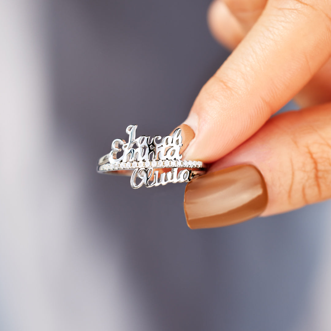 Ring Damen silberfarben mit personalisierten Namen, elegant und modern - 5 - Marlena-atelier