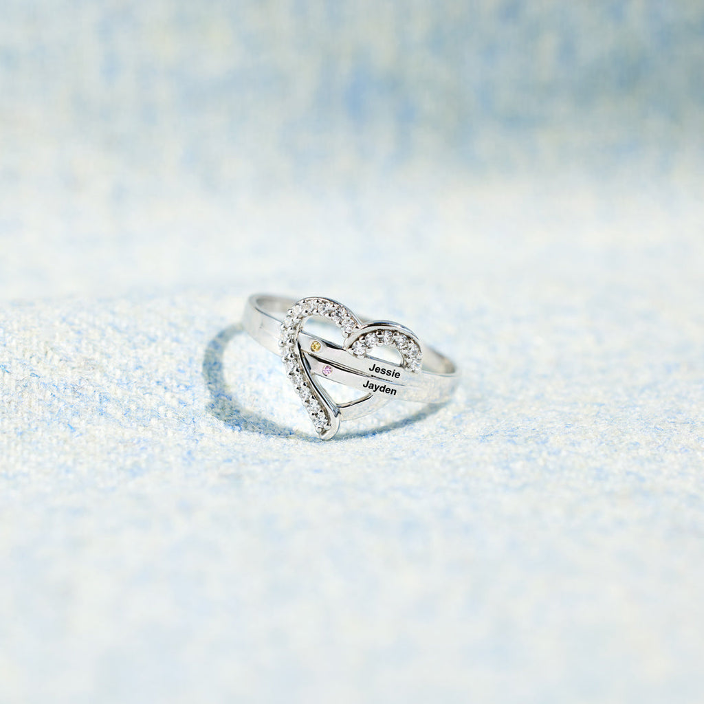 Herzring Damen mit personalisierbaren Namen, glänzend und elegant - 4 - Marlena-atelier