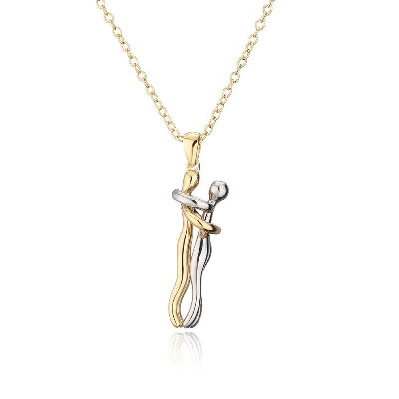 Halskette Damen goldfarben mit Umarmungs-Anhänger, modern und romantisch - 5 - Marlena-atelier