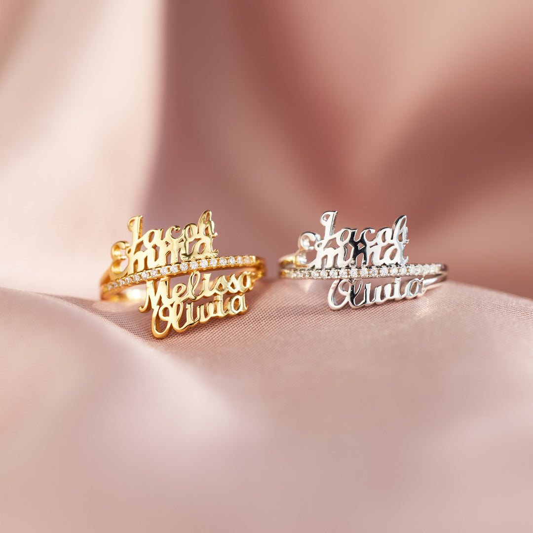 Ring Damen silberfarben mit personalisierten Namen, elegant und modern - 8 - Marlena-atelier