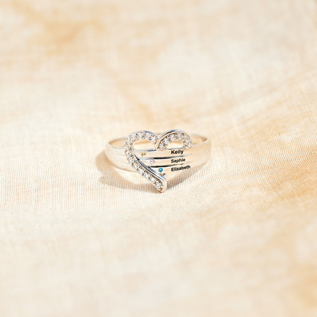 Herzring Damen mit personalisierbaren Namen, glänzend und elegant - 7 - Marlena-atelier