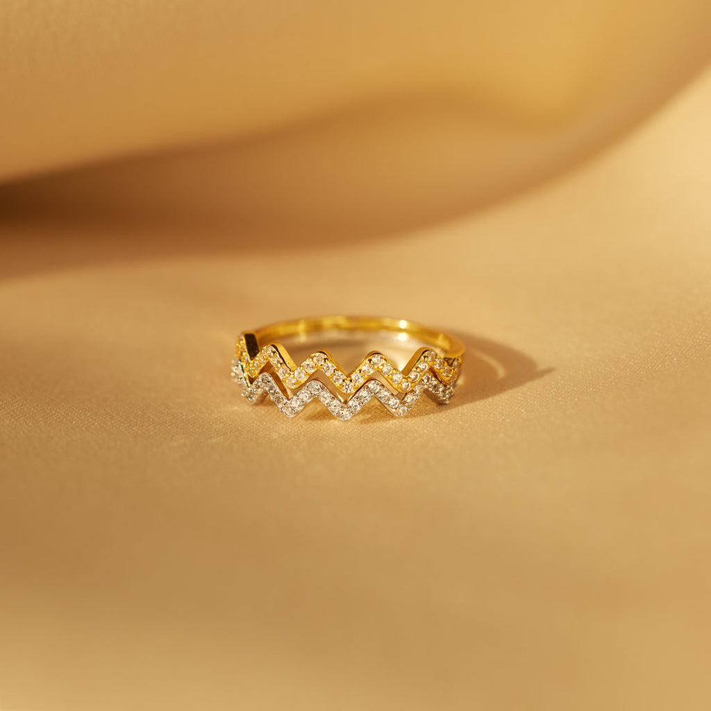 Ring Damen goldfarben mit Zickzack-Design, modern und elegant - 8 - Marlena-atelier