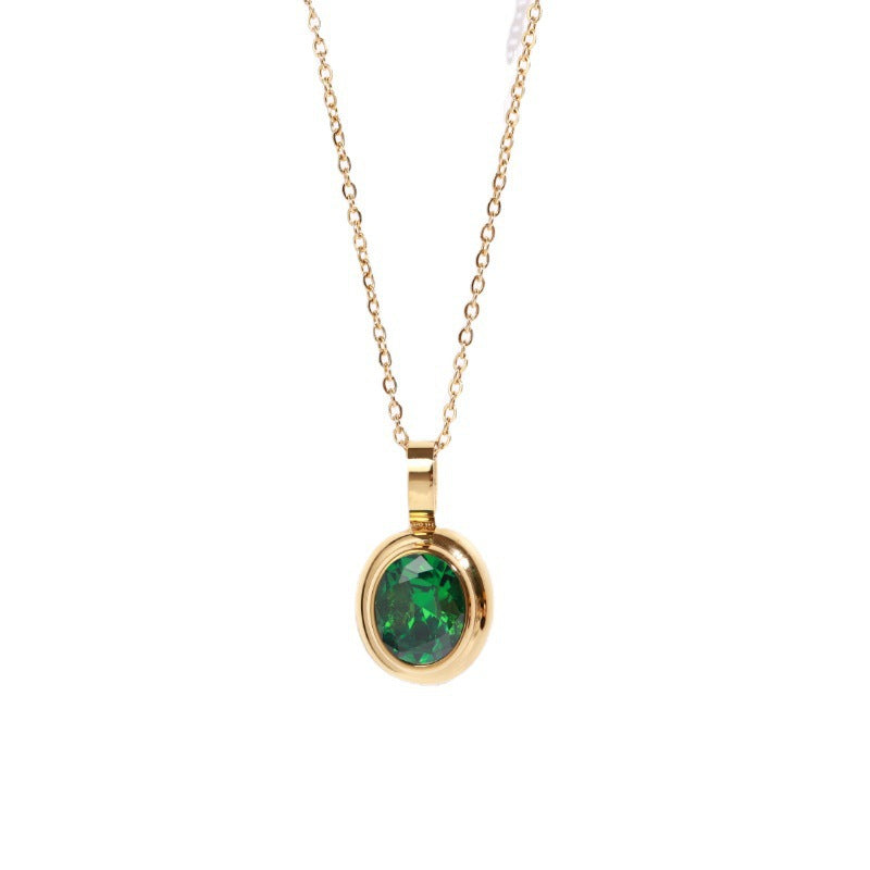 Halskette Damen goldfarben mit ovalem Anhänger, elegant und modern - 2 - Marlena-atelier