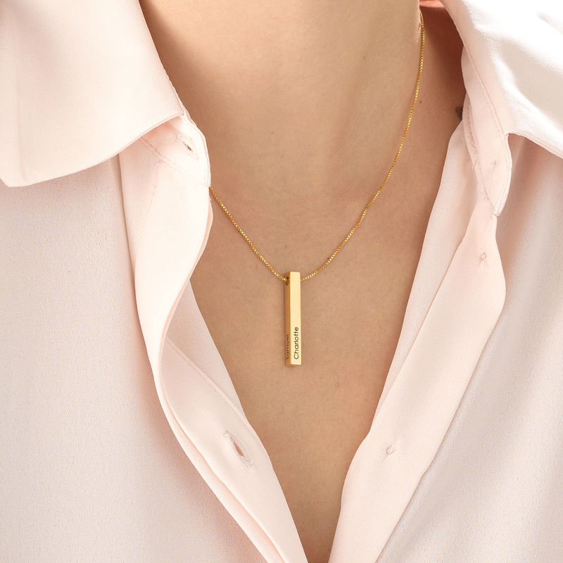 Halskette Damen goldfarben mit personalisiertem Stab-Anhänger, elegant und modern - 4 - Marlena-atelier