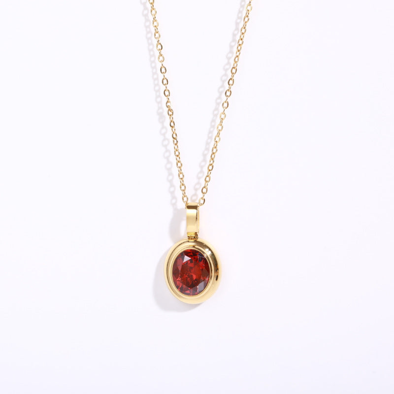 Halskette Damen goldfarben mit ovalem Anhänger, elegant und modern - 10 - Marlena-atelier