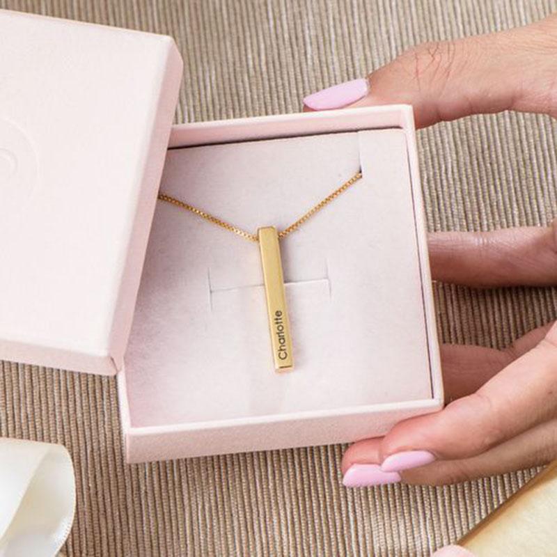 Halskette Damen goldfarben mit personalisiertem Stab-Anhänger, elegant und modern - 5 - Marlena-atelier