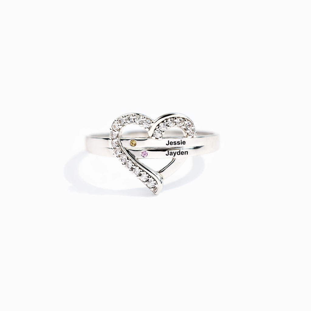 Herzring Damen mit personalisierbaren Namen, glänzend und elegant - 1 - Marlena-atelier