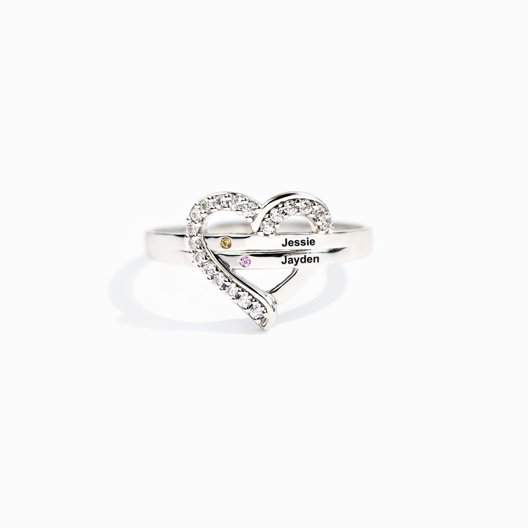 Herzring Damen mit personalisierbaren Namen, glänzend und elegant - 1 - Marlena-atelier