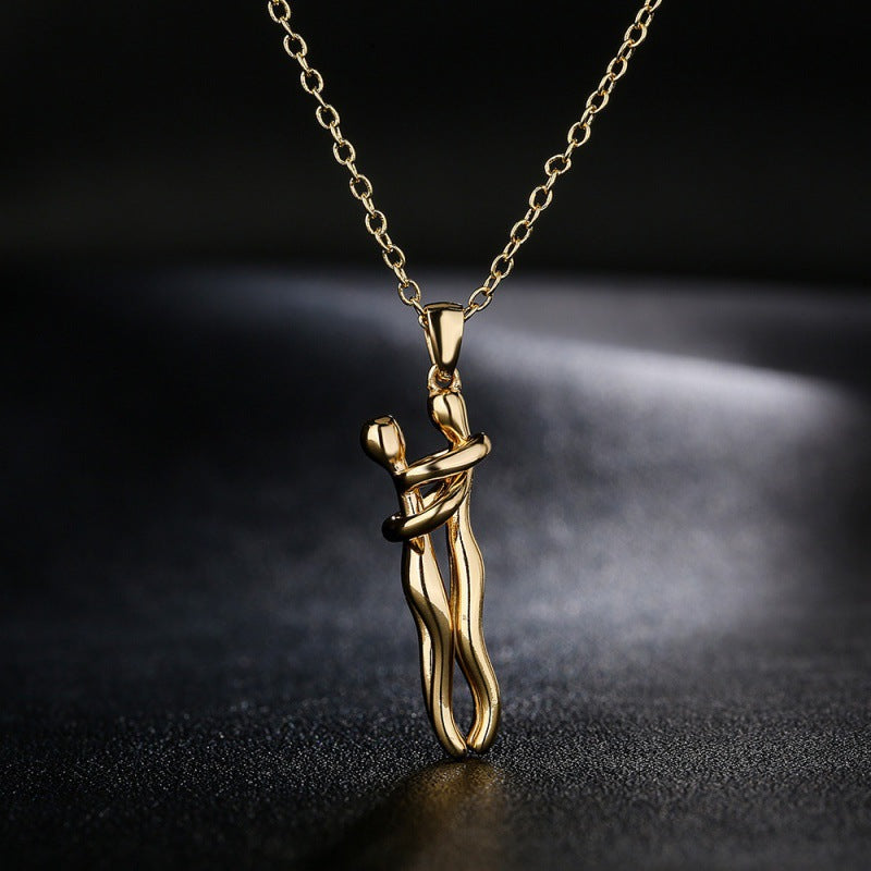Halskette Damen goldfarben mit Umarmungs-Anhänger, modern und romantisch - 4 - Marlena-atelier