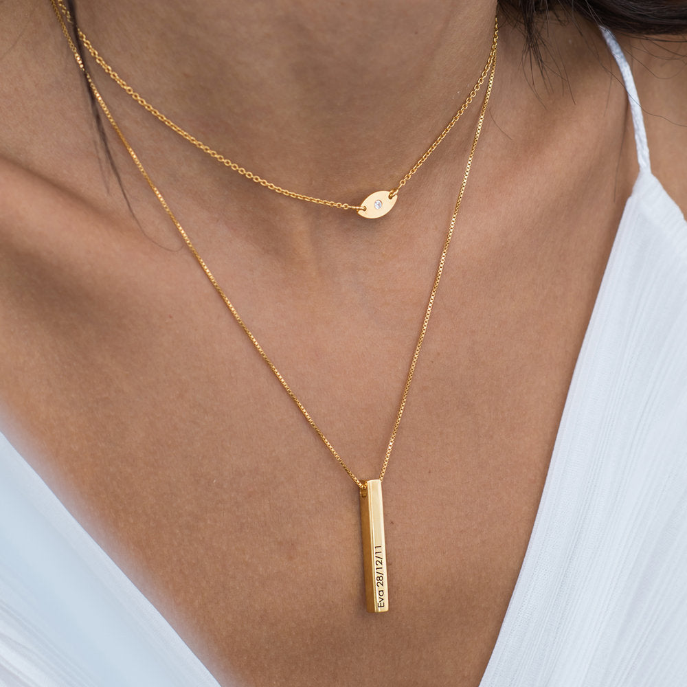 Halskette Damen goldfarben mit personalisiertem Stab-Anhänger, elegant und modern - 6 - Marlena-atelier