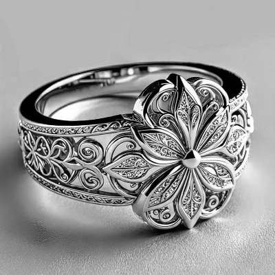 Fleur – Vintage-Ring mit Blütengravur – Marlena Atelier
