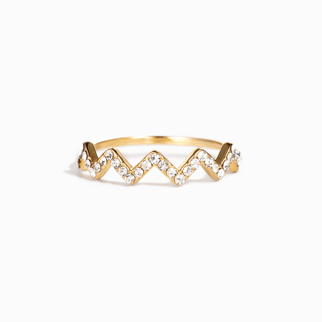 Ring Damen goldfarben mit Zickzack-Design, modern und elegant - 1 - Marlena-atelier