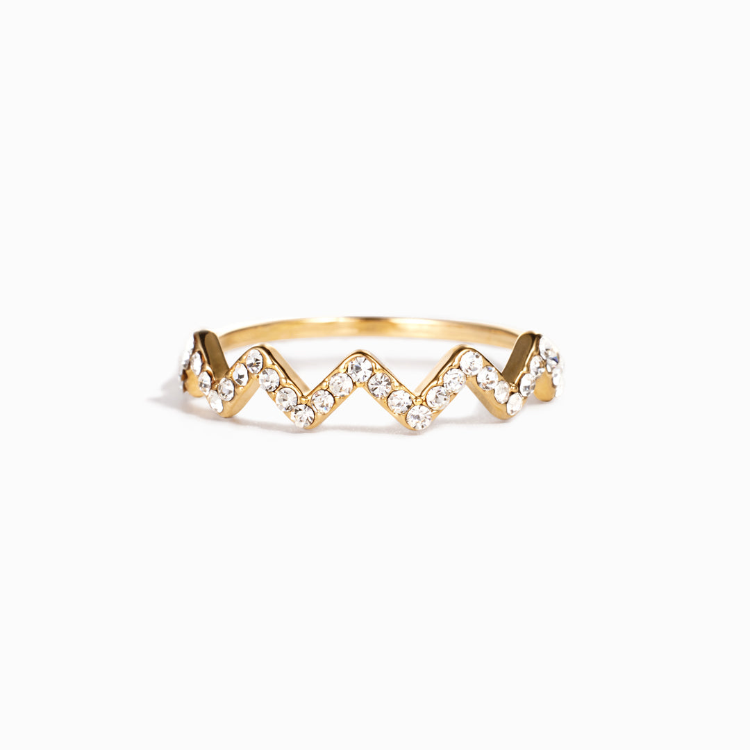 Ring Damen goldfarben mit Zickzack-Design, modern und elegant - 1 - Marlena-atelier