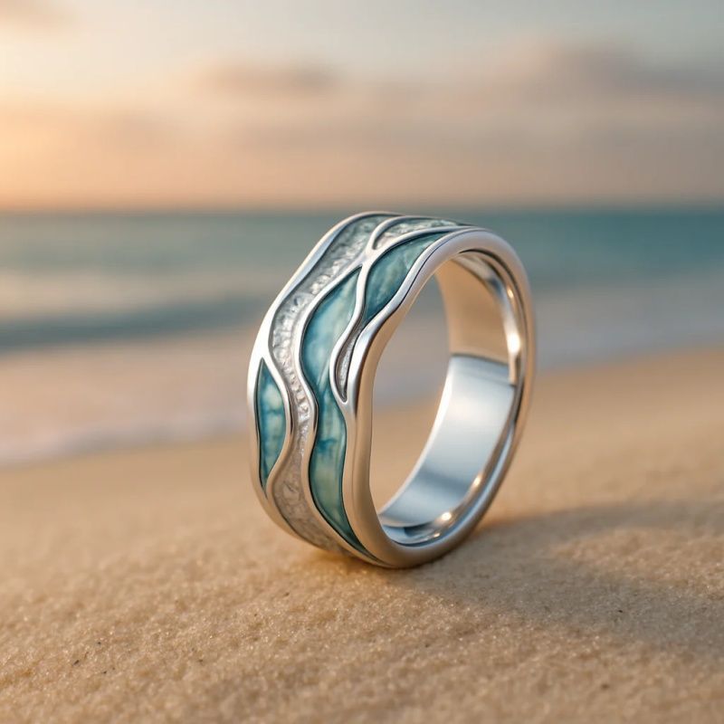 Marina – Wellen-Ring mit Auroraschimmer – Marlena Atelier