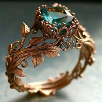 Flora – Zweig-Ring mit blauem Kristall – Marlena Atelier