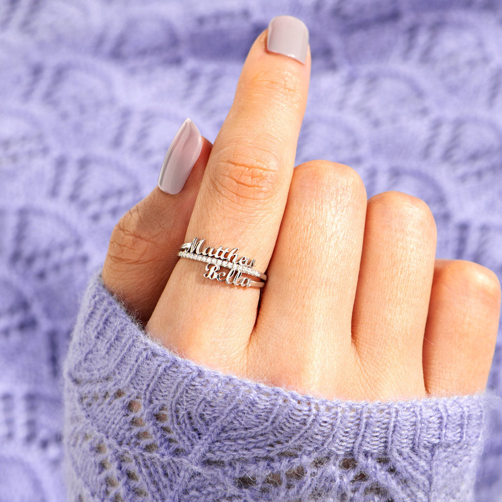 Ring Damen silberfarben mit personalisierten Namen, elegant und modern - 4 - Marlena-atelier