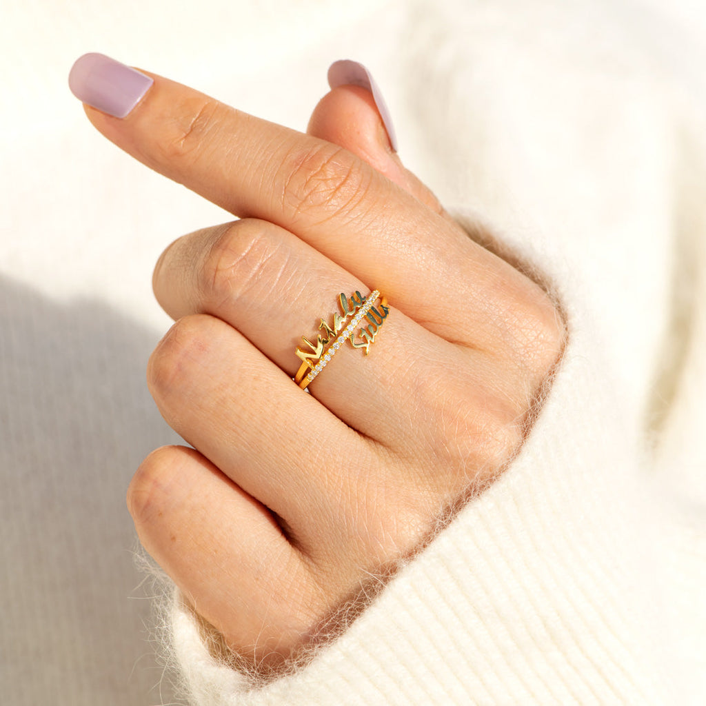 Ring Damen silberfarben mit personalisierten Namen, elegant und modern - 10 - Marlena-atelier