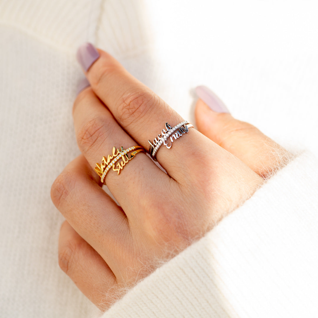 Ring Damen silberfarben mit personalisierten Namen, elegant und modern - 3 - Marlena-atelier