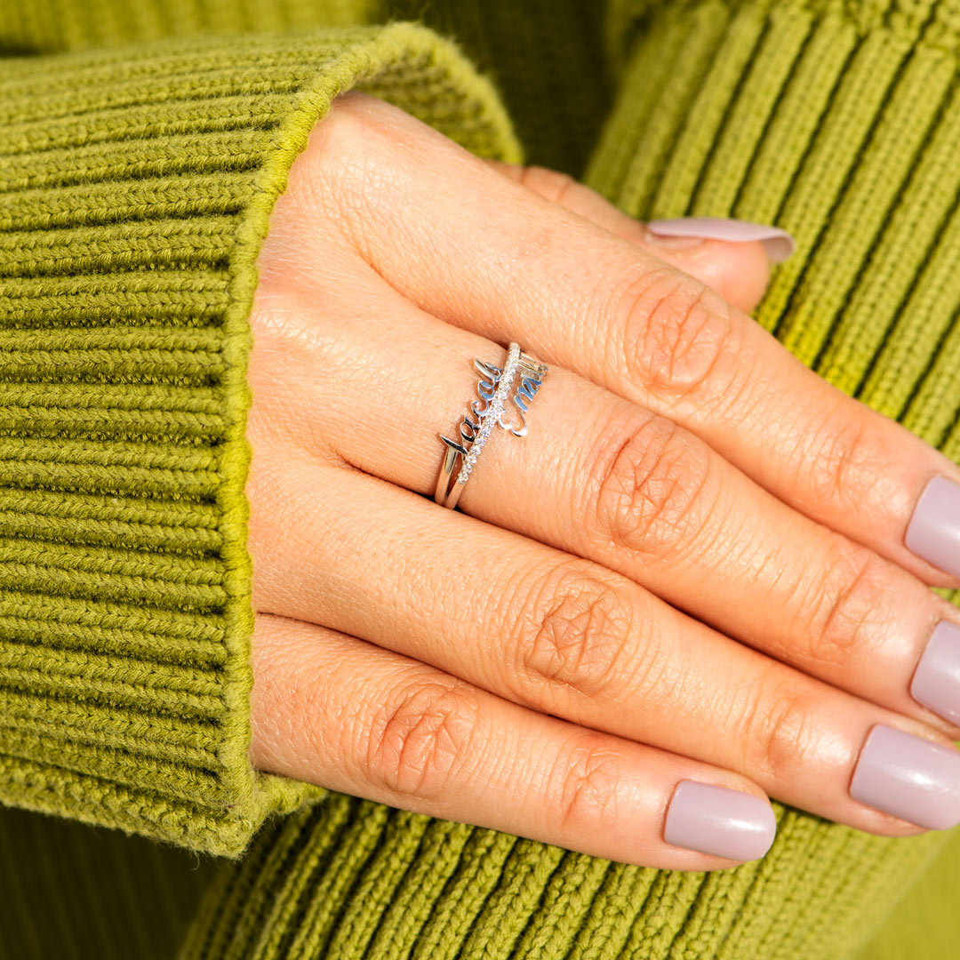 Ring Damen silberfarben mit personalisierten Namen, elegant und modern - 12 - Marlena-atelier