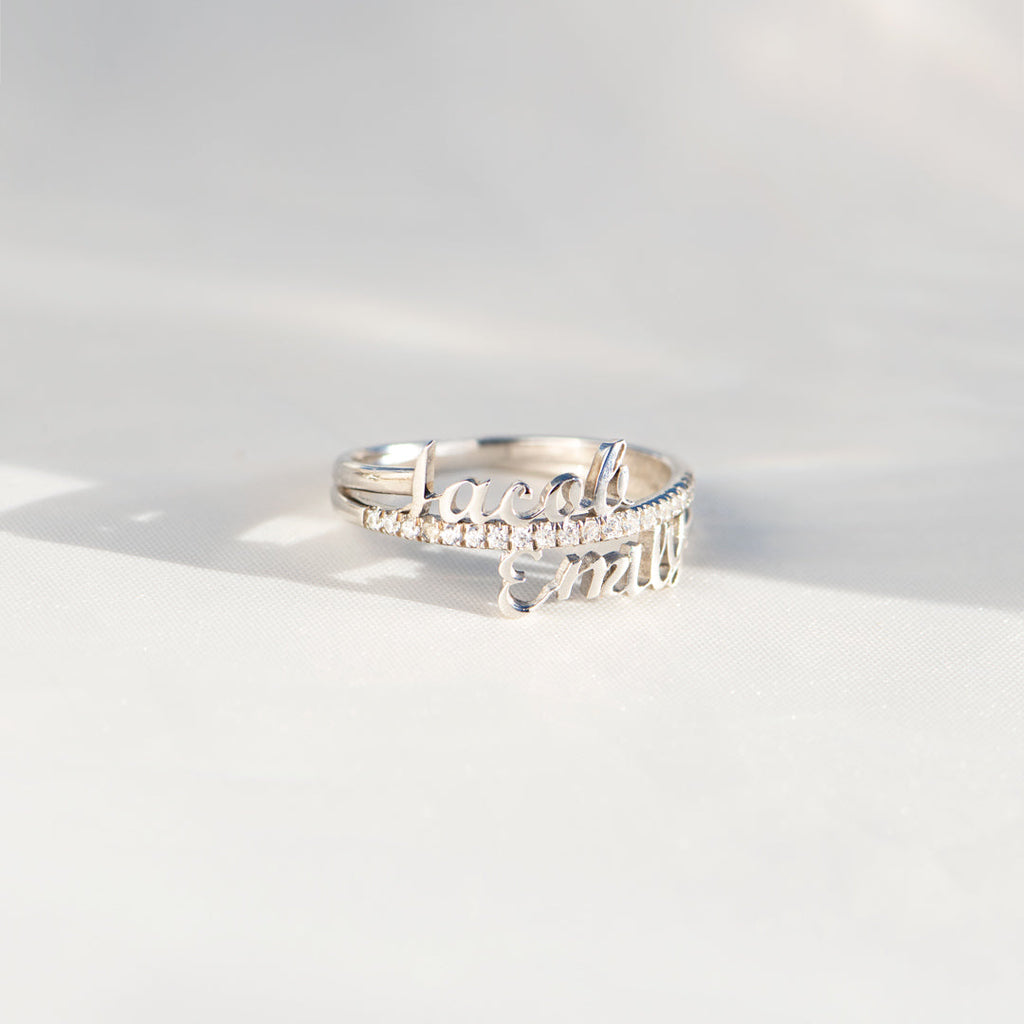 Ring Damen silberfarben mit personalisierten Namen, elegant und modern - 9 - Marlena-atelier