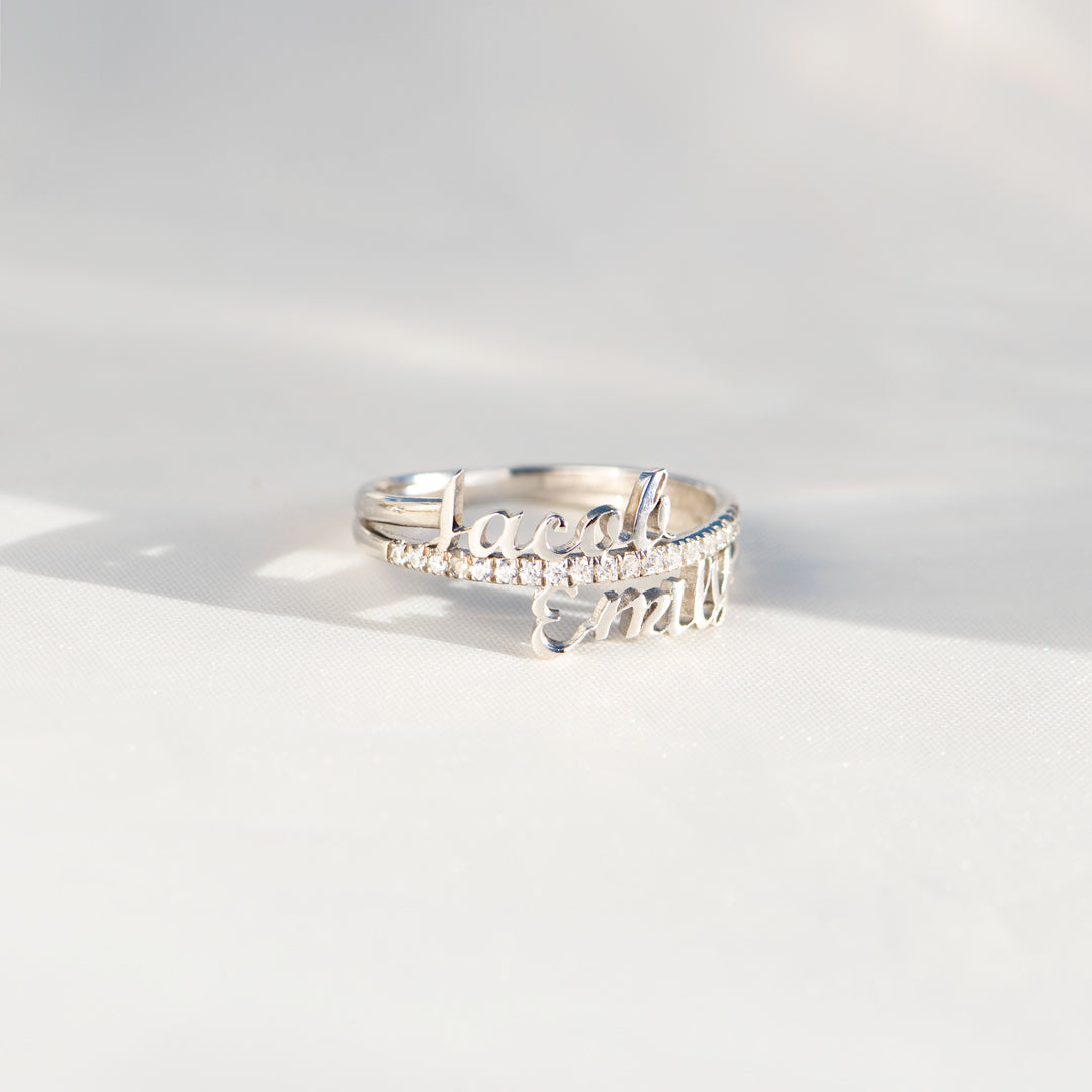 Ring Damen silberfarben mit personalisierten Namen, elegant und modern - 9 - Marlena-atelier