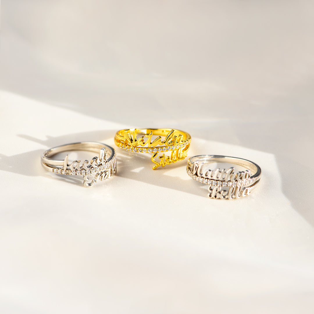 Ring Damen silberfarben mit personalisierten Namen, elegant und modern - 7 - Marlena-atelier