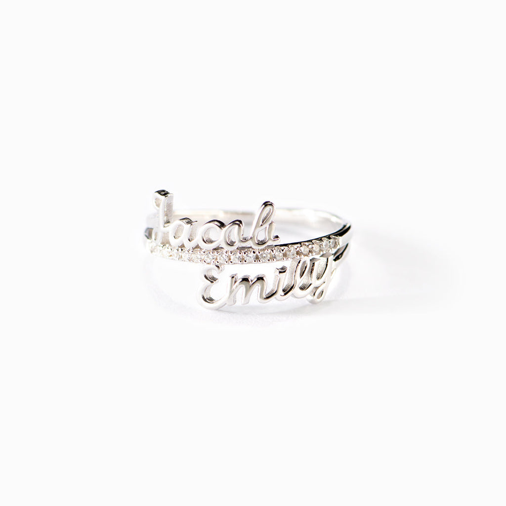 Ring Damen silberfarben mit personalisierten Namen, elegant und modern - 1 - Marlena-atelier
