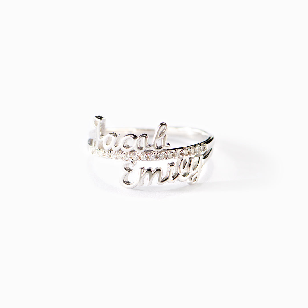 Ring Damen silberfarben mit personalisierten Namen, elegant und modern - 1 - Marlena-atelier