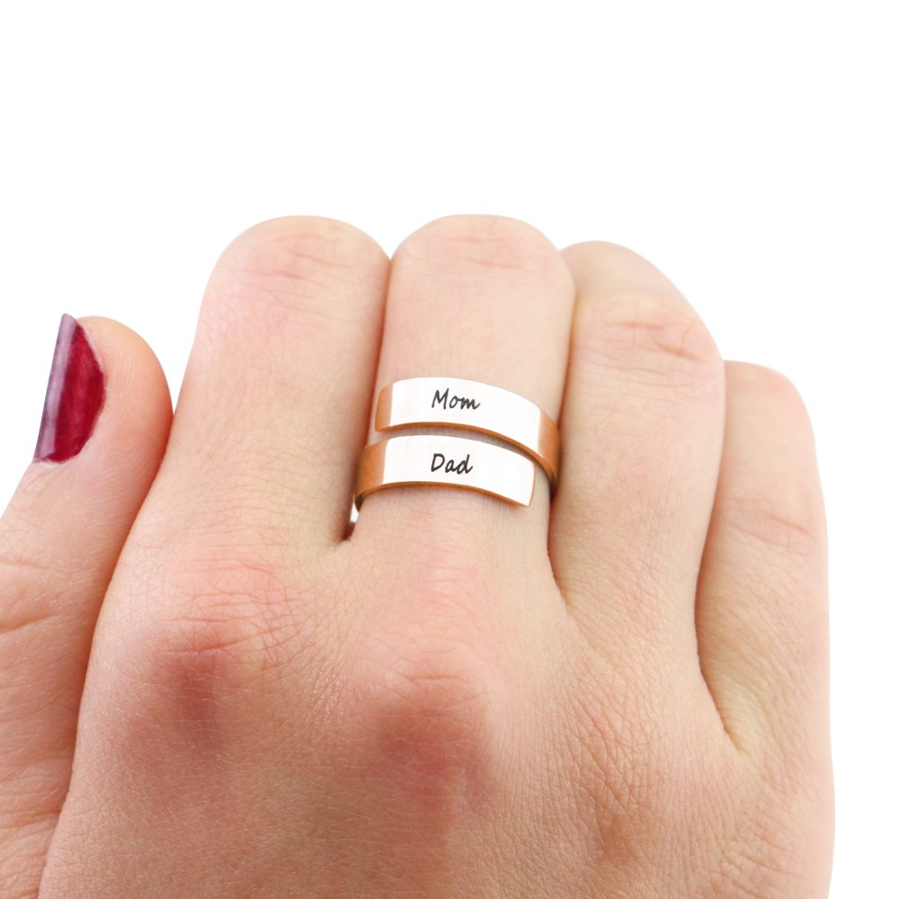 Ring Damen goldfarben mit Doppelnamen, modern und elegant - 6 - Marlena-atelier