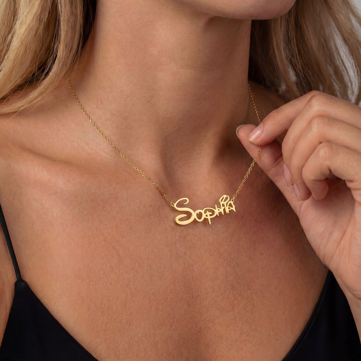 Namenskette Damen goldfarben mit elegantem Schriftzug, personalisierbar - 4 - Marlena-atelier