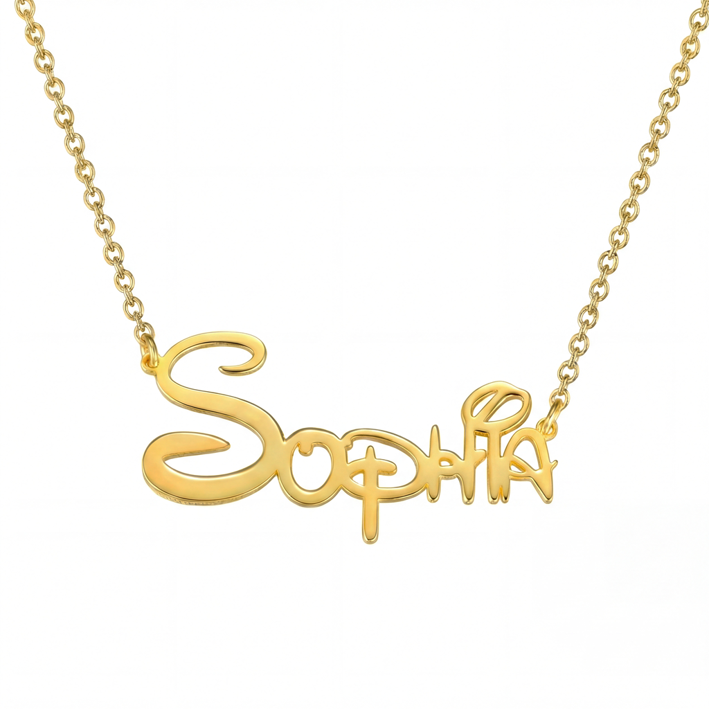 Namenskette Damen goldfarben mit elegantem Schriftzug, personalisierbar - 1 - Marlena-atelier