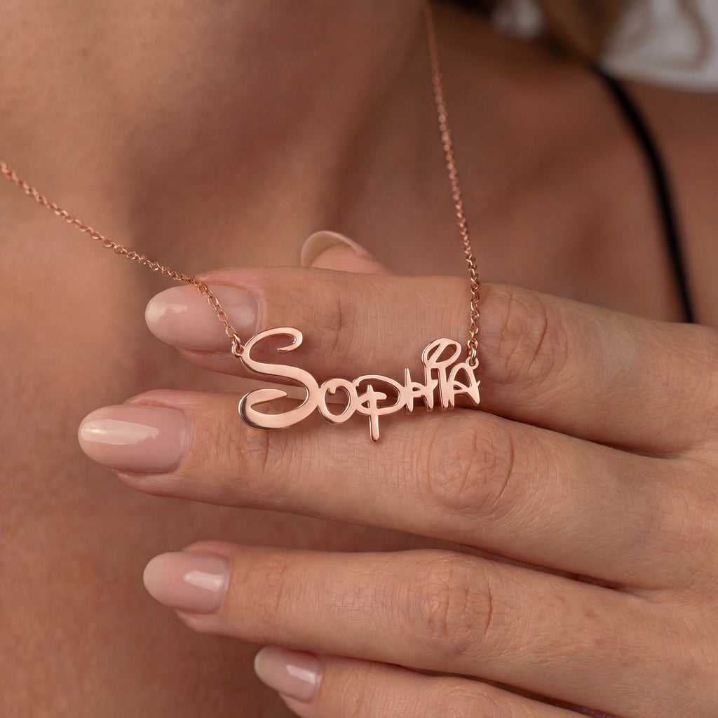 Namenskette Damen goldfarben mit elegantem Schriftzug, personalisierbar - 6 - Marlena-atelier