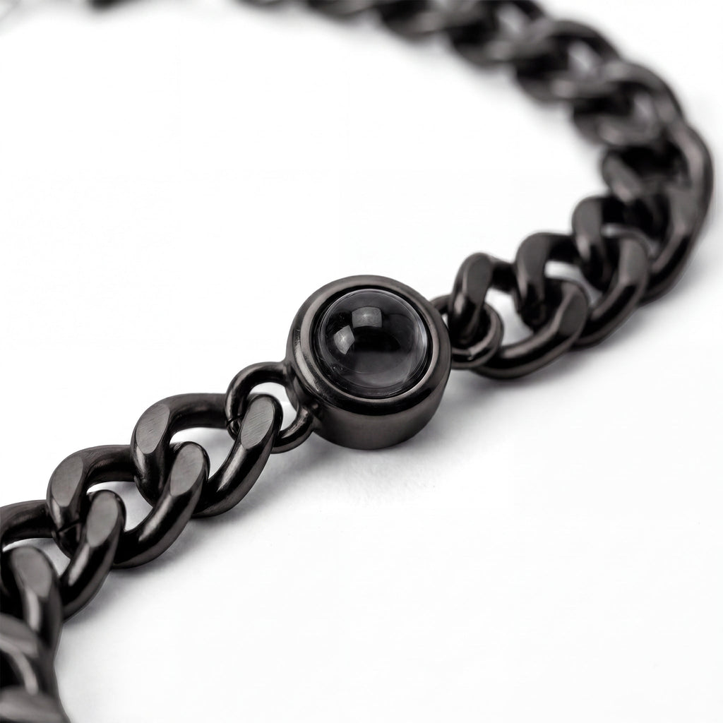 Armband Damen schwarz mit dekorativem Anhänger, modern und auffällig - 5 - Marlena-atelier