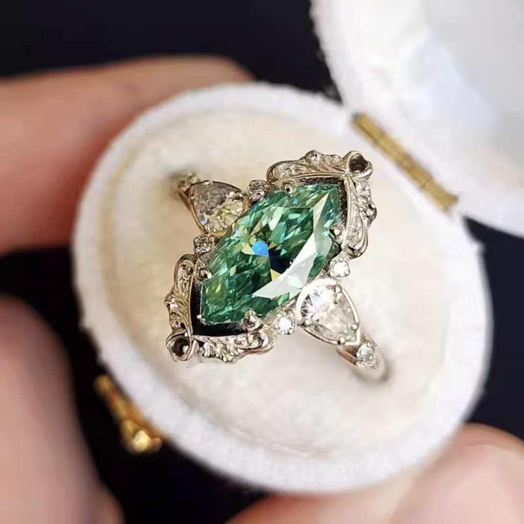Ring Damen mehrfarbig mit marquiseförmigem Design, elegant und verspielt - 7 - Marlena-atelier