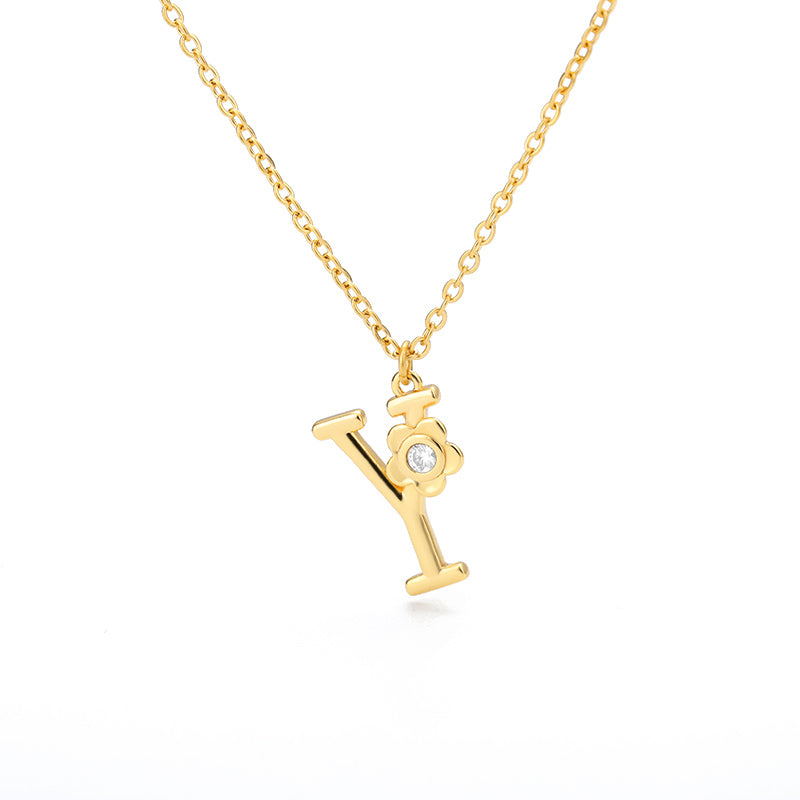 Halskette Damen goldfarben mit Blumen-Anhänger, verspielt und elegant - 25 - Marlena-atelier