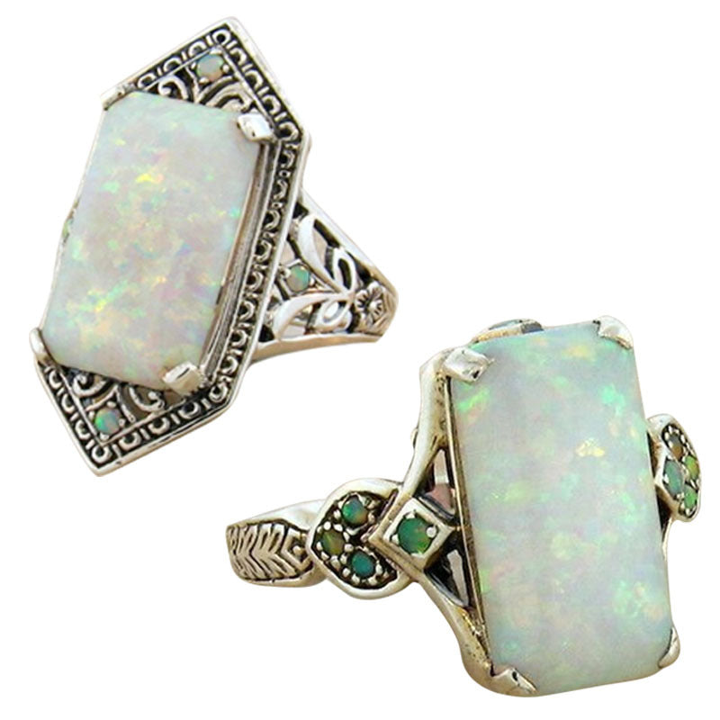 Ring Damen mit rechteckigem Opal und filigranem Design, elegant und modern - 3 - Marlena-atelier