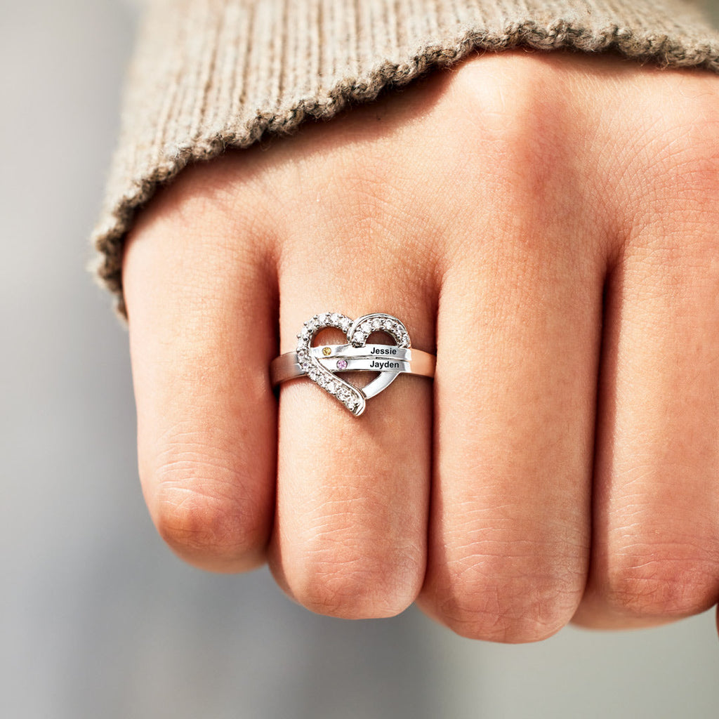 Herzring Damen mit personalisierbaren Namen, glänzend und elegant - 3 - Marlena-atelier