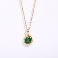 Halskette Damen goldfarben mit ovalem Anhänger, elegant und modern - 12 - Marlena-atelier