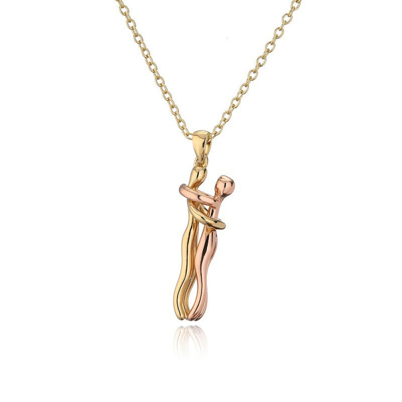 Halskette Damen goldfarben mit Umarmungs-Anhänger, modern und romantisch - 2 - Marlena-atelier