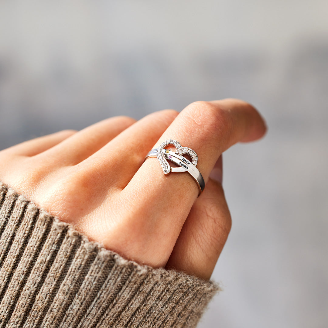 Herzring Damen mit personalisierbaren Namen, glänzend und elegant - 6 - Marlena-atelier