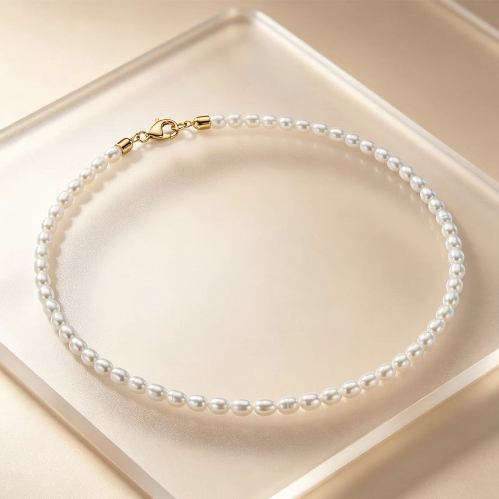Halskette Damen goldfarben mit Perlen, elegant und zeitlos - 2 - Marlena-atelier
