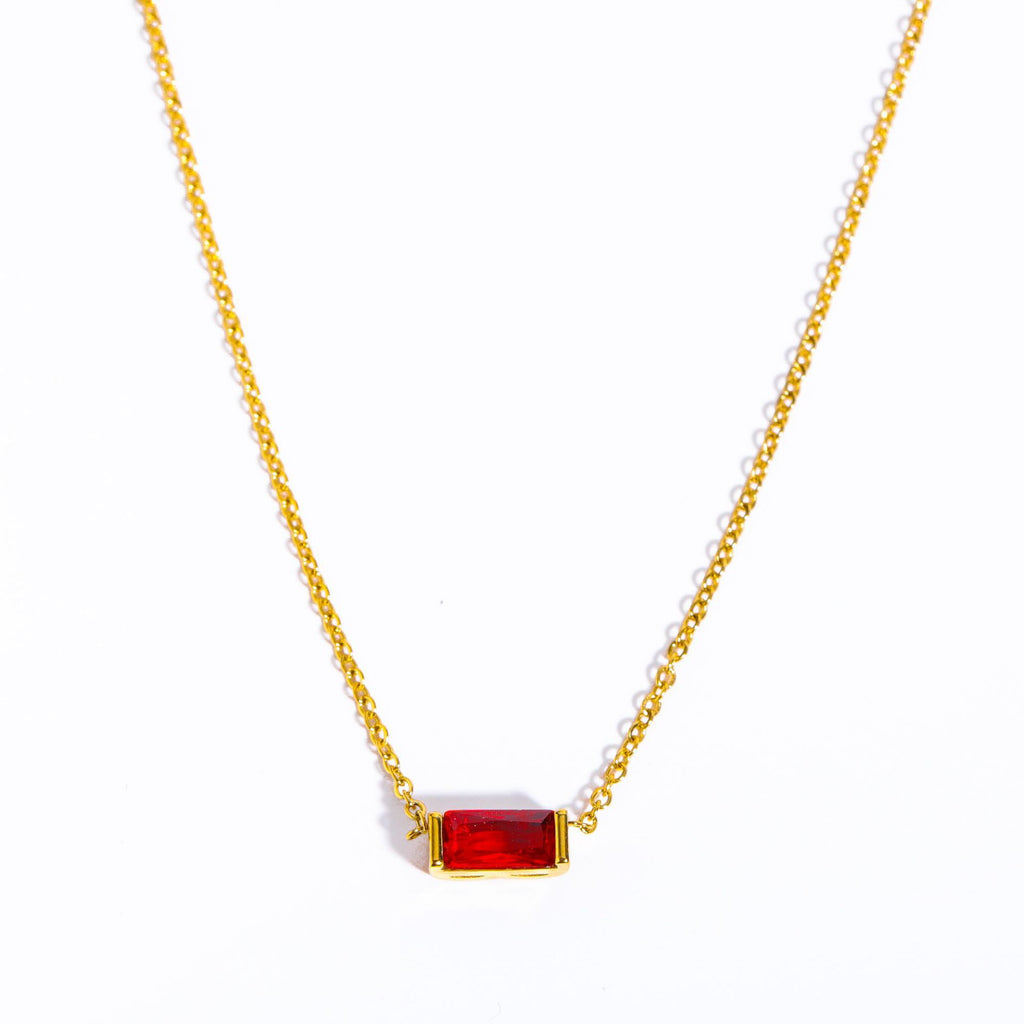 Halskette Damen goldfarben mit rechteckigem Anhänger, modern und elegant - 17 - Marlena-atelier
