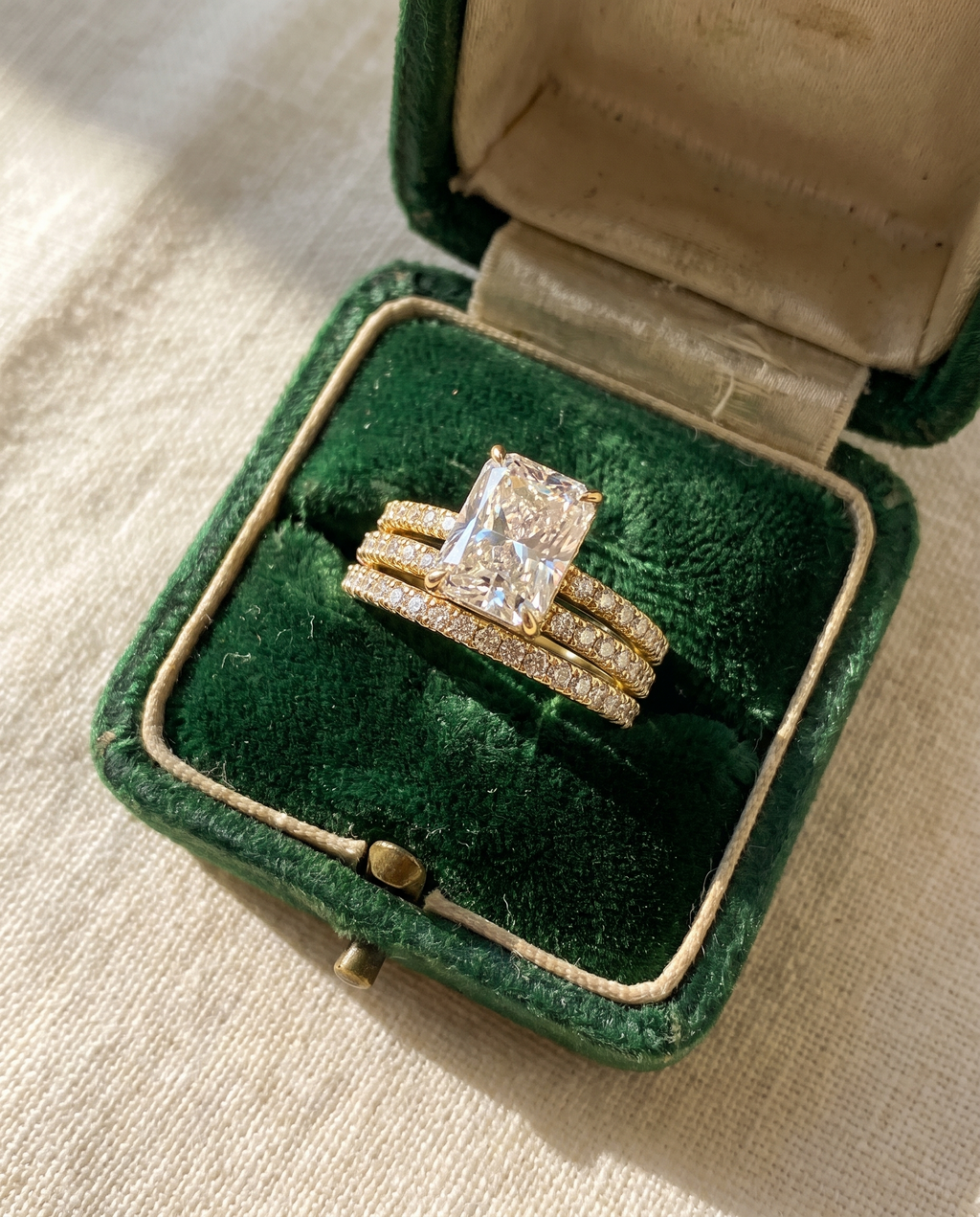 Aurelia – Goldenes Pavé-Ringset – Lifestyle