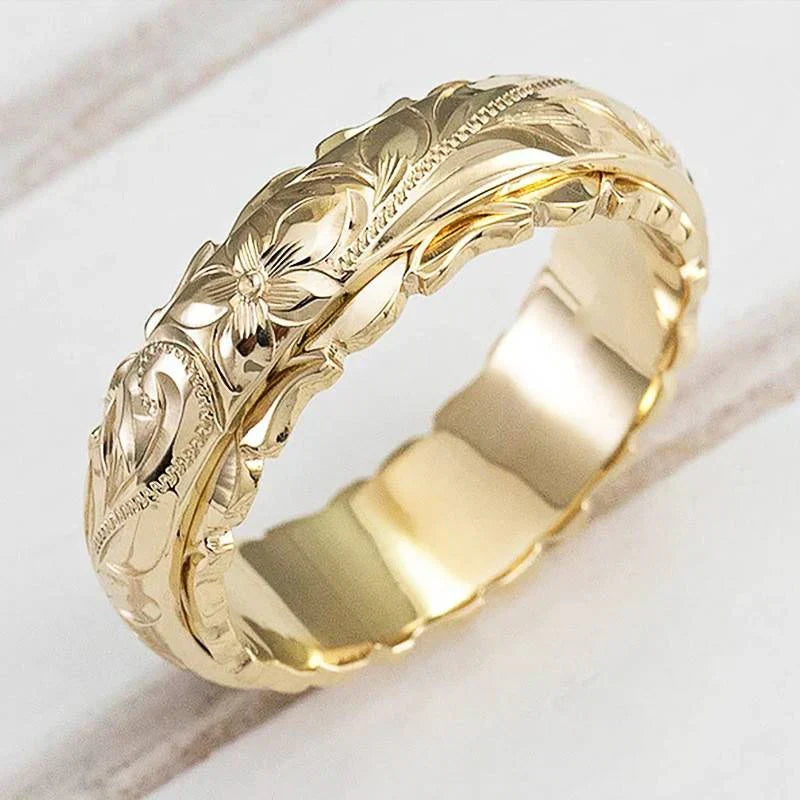 Ring Damen goldfarben mit floralen Verzierungen, elegant und verspielt - 1 - Marlena-atelier