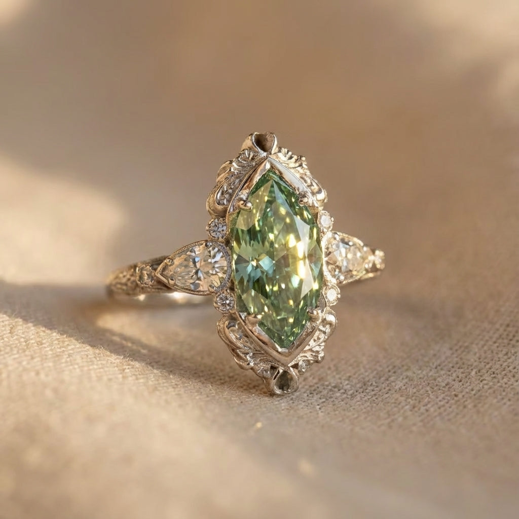 Ring Damen mehrfarbig mit marquiseförmigem Design, elegant und verspielt - 1 - Marlena-atelier