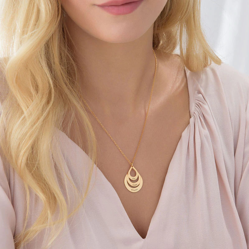 Halskette Damen goldfarben mit tropfenförmigem Anhänger, modern und elegant - 4 - Marlena-atelier